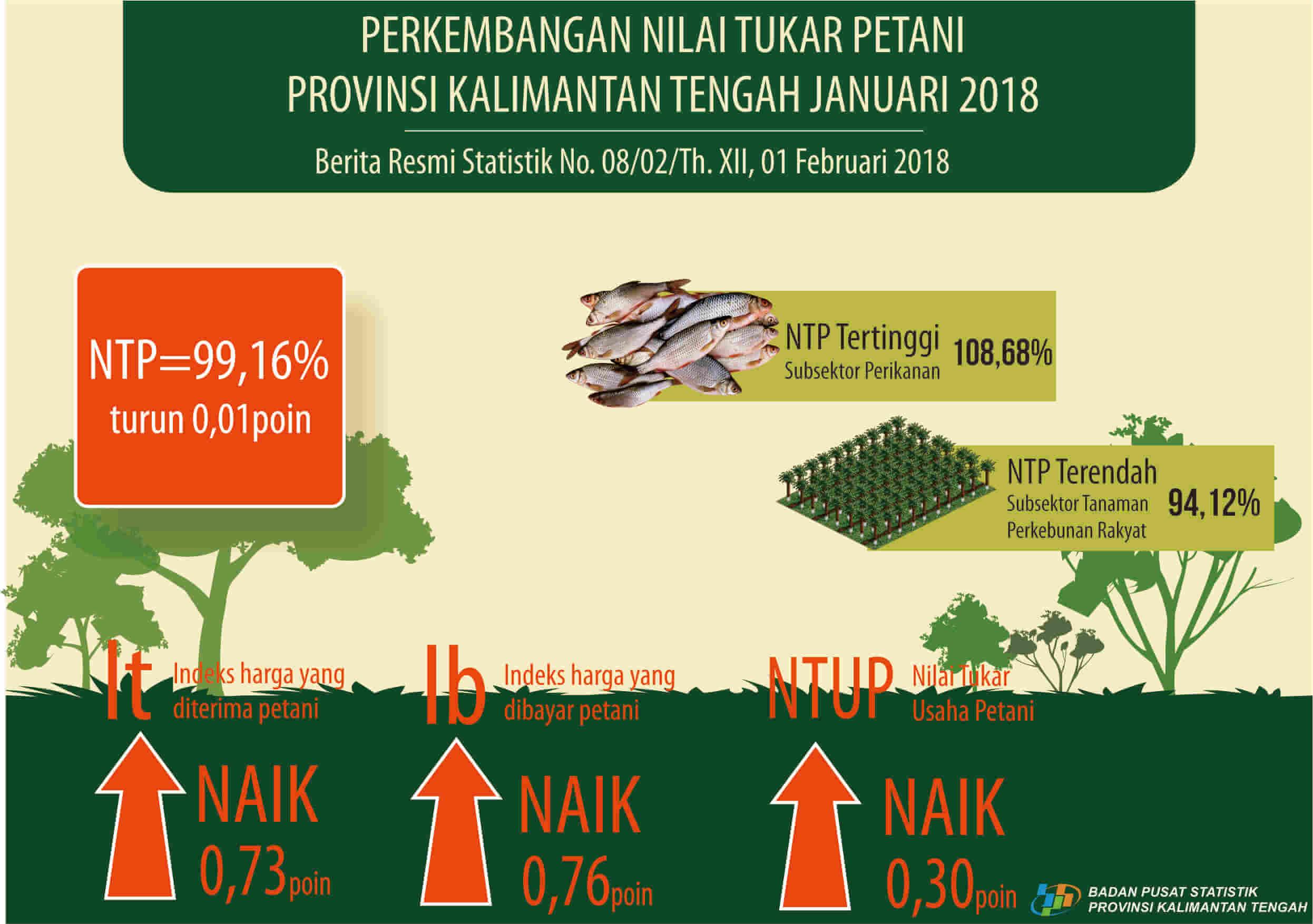 Februari 2018, Nilai Tukar Petani di Kalimantan Tengah sebesar 99,26 persen